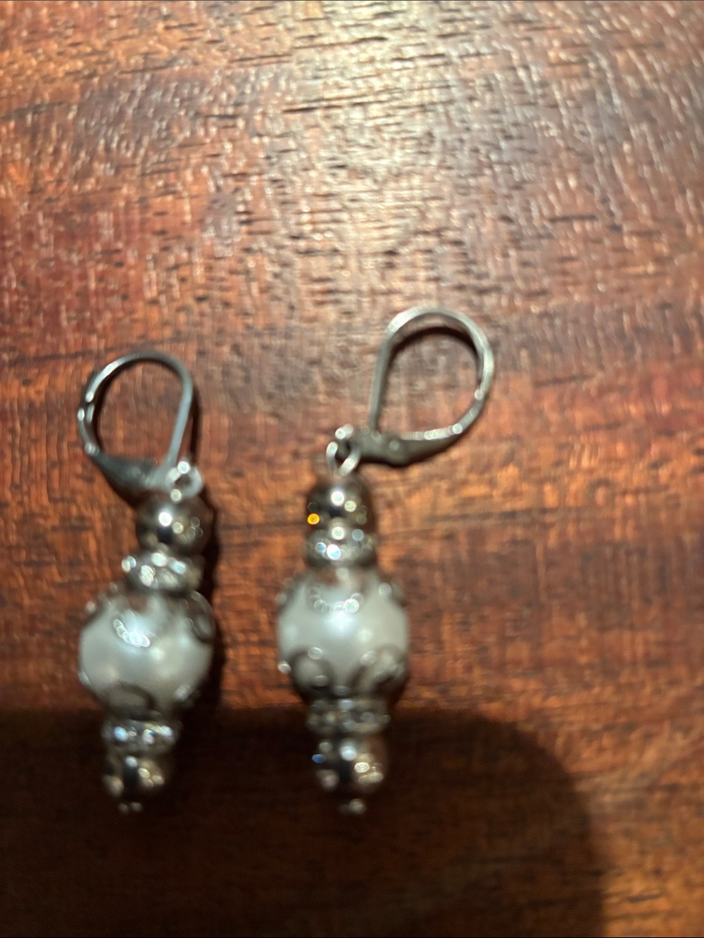 Silver-Tone Pearl Drop Necklace & Earrings Set - Picture 2 of 3